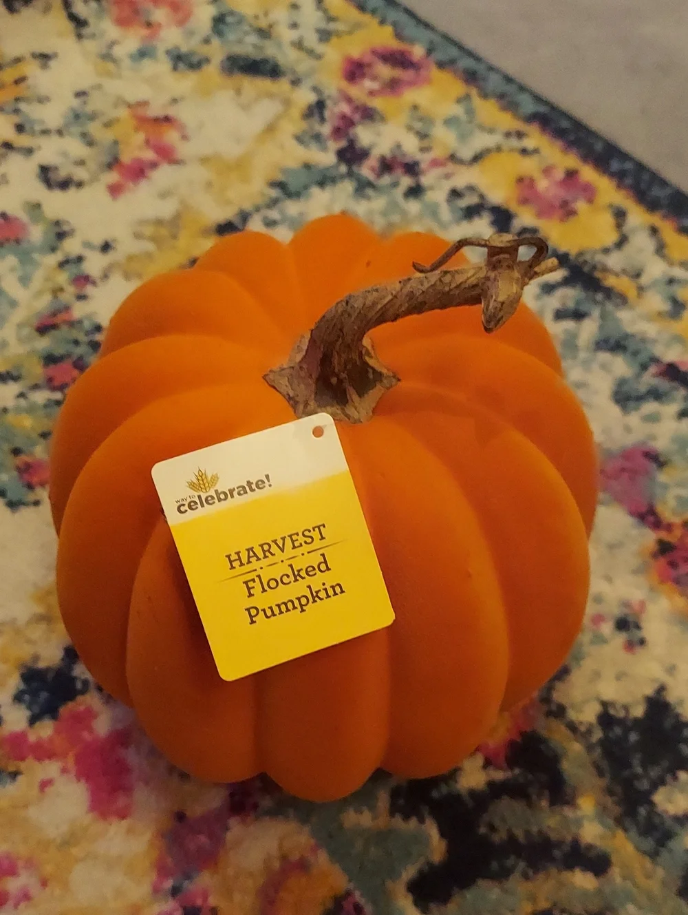 Harvest Flocked Pumpkin - Orange